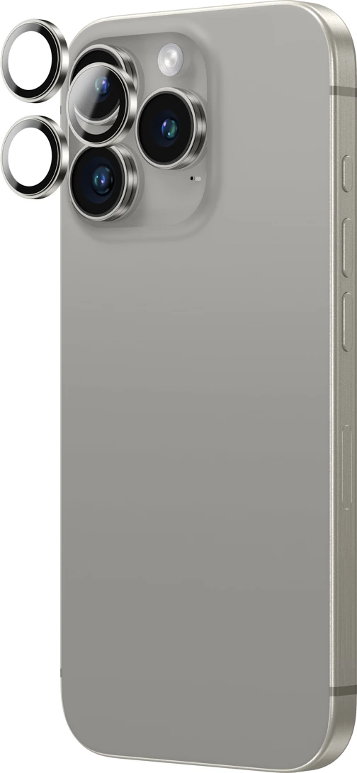 Mbështjellës kamerash AmazingThing AR Aluminum 3 Lens Glass me kornizë për iPhone 16 Pro / 16 Pro Max, Gri