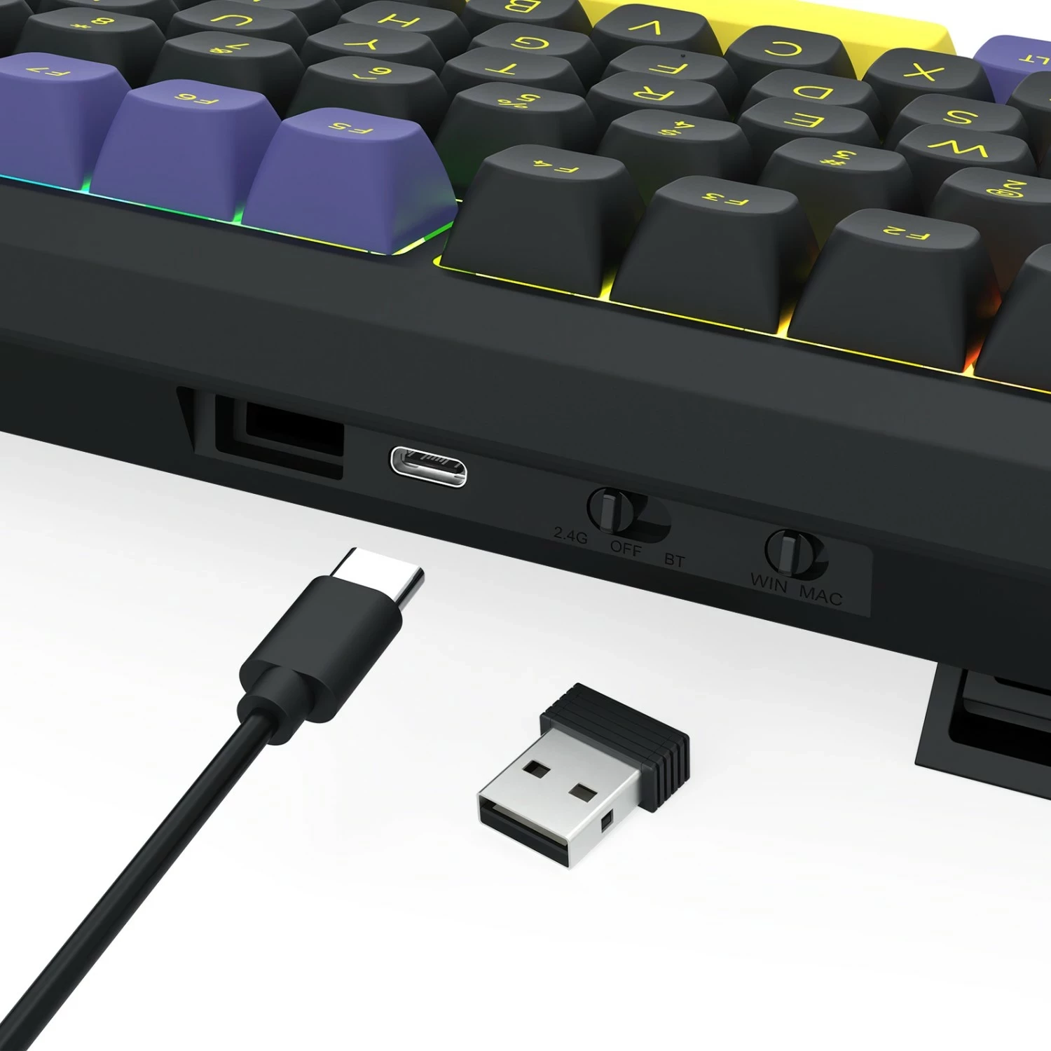 Tastierë gaming Redragon Glintstone K725LBY-RGB-PRO, mekanike 96%, wireless/wired, RGB, e zezë