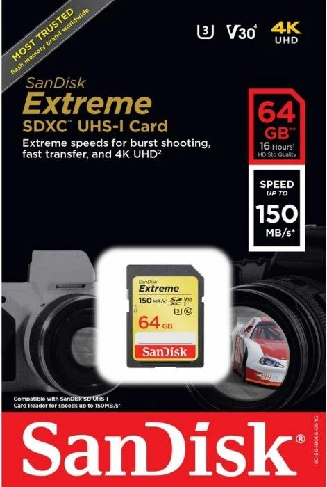 Kartelë memorie SDXC SANDISK Extreme PLUS SDSDXW2-064G-GNCIN 64GB 170MB/s UHS-I Class 10