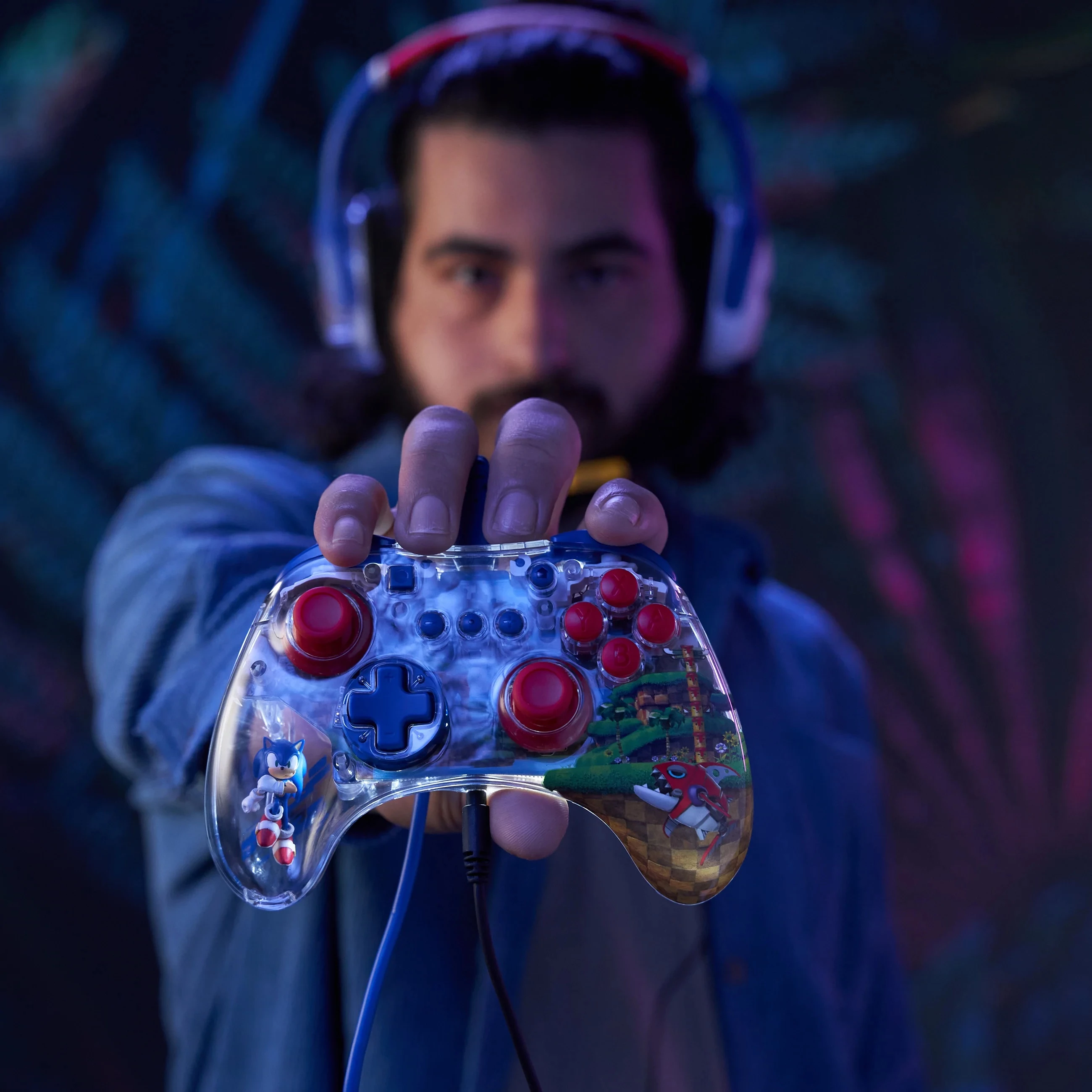 Kontroller me kabllo PDP REALMz Sonic Green Hill Zone për Nintendo Switch
