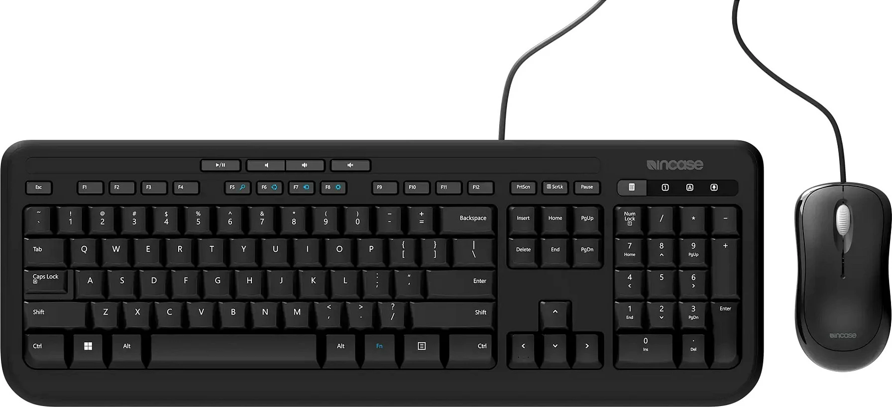 Set tastierë dhe Maus Incase Desktop 600, USB me kabllo, layout Gjerman QWERTY, e zezë
