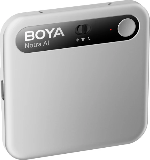 Regjistrues zëri BOYA Notra AI 64GB, USB-C/Bluetooth/Wi‑Fi, 24h, argjendtë