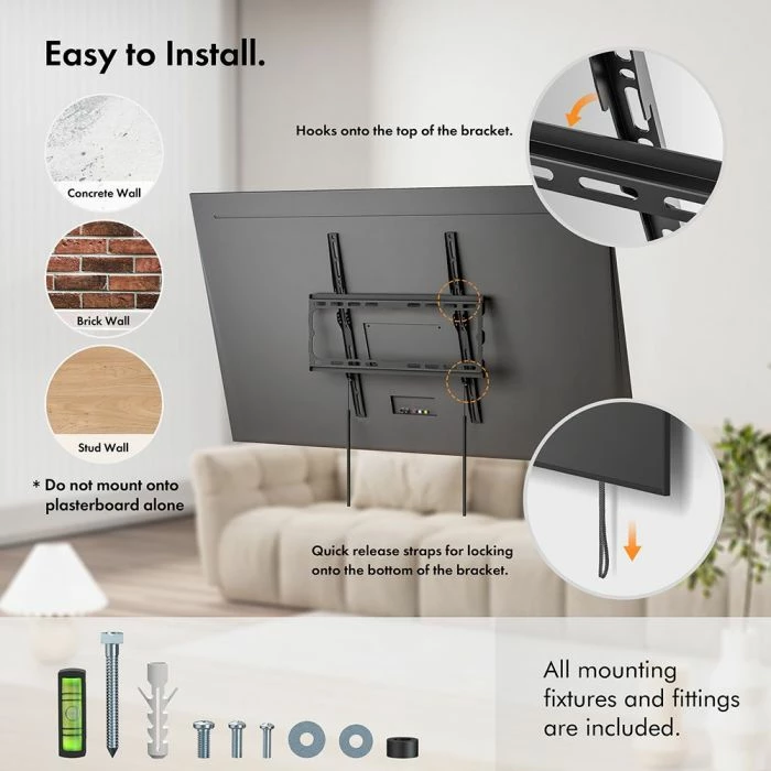 Mbajtëse muri fikse për TV VONHAUS 3000817, 32-55\", deri 35kg, VESA max 400x400, e zezë