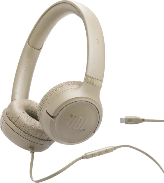 Kufje JBL Tune 530, me kabllo USB-C, bezhë