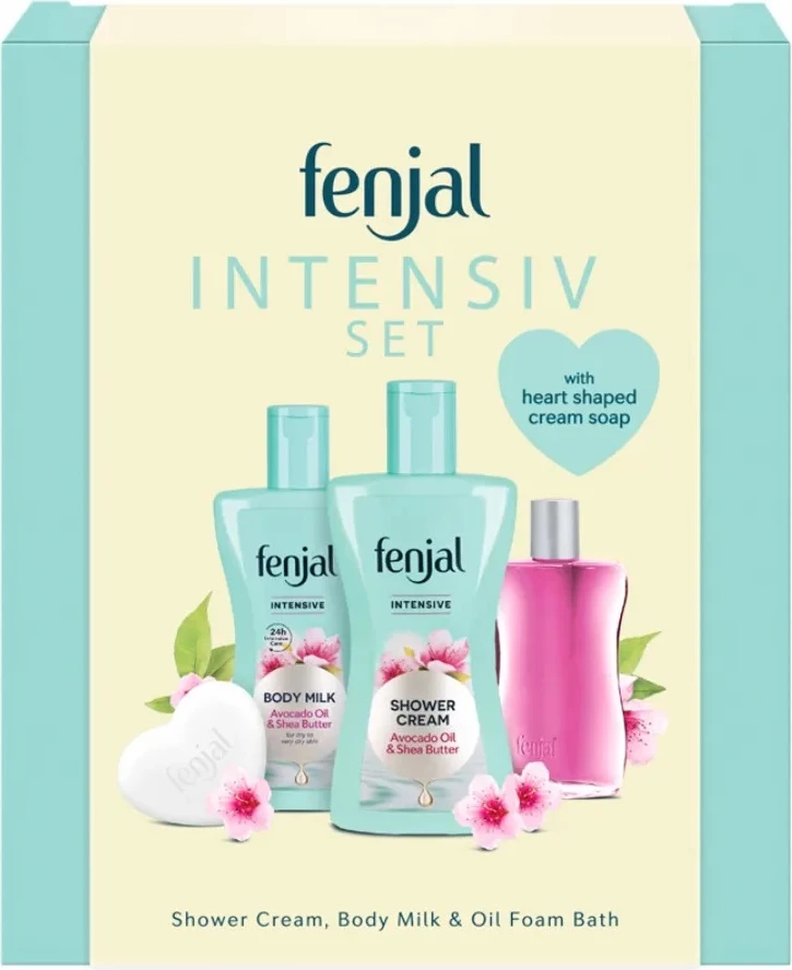 Set për kujdes trupor për femra Fenjal Intensive Creamy Shower Gel Set 200ml + 200ml + 50ml + 90g