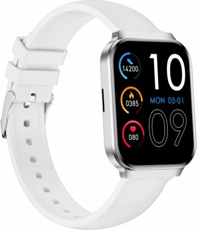 Smartwatch për femra Gravity GT44-4, rrip i bardhë + byzylyk argjendi
