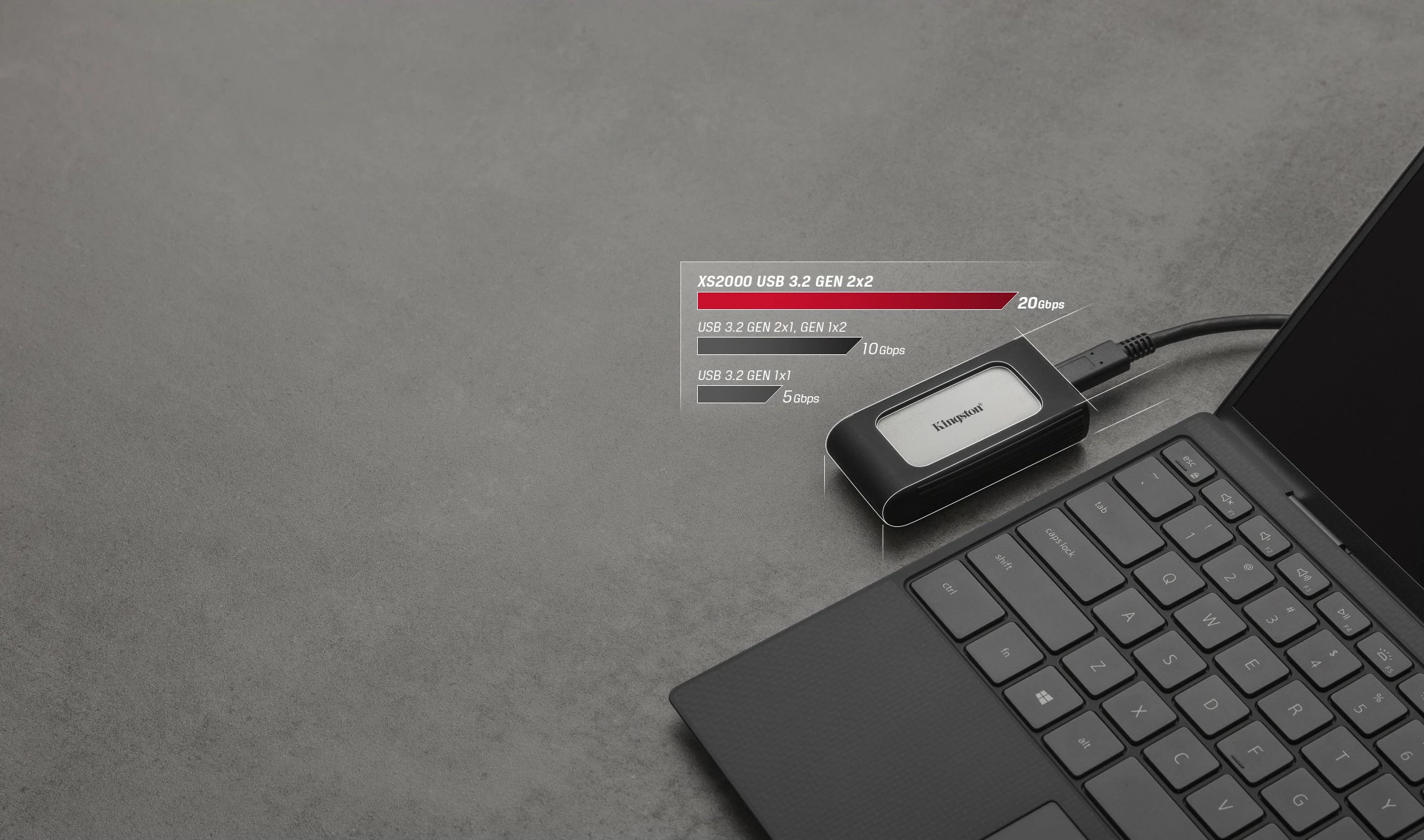 SSD portabël Kingston XS2000, 2 TB, USB Type-C, i zi, argjendtë