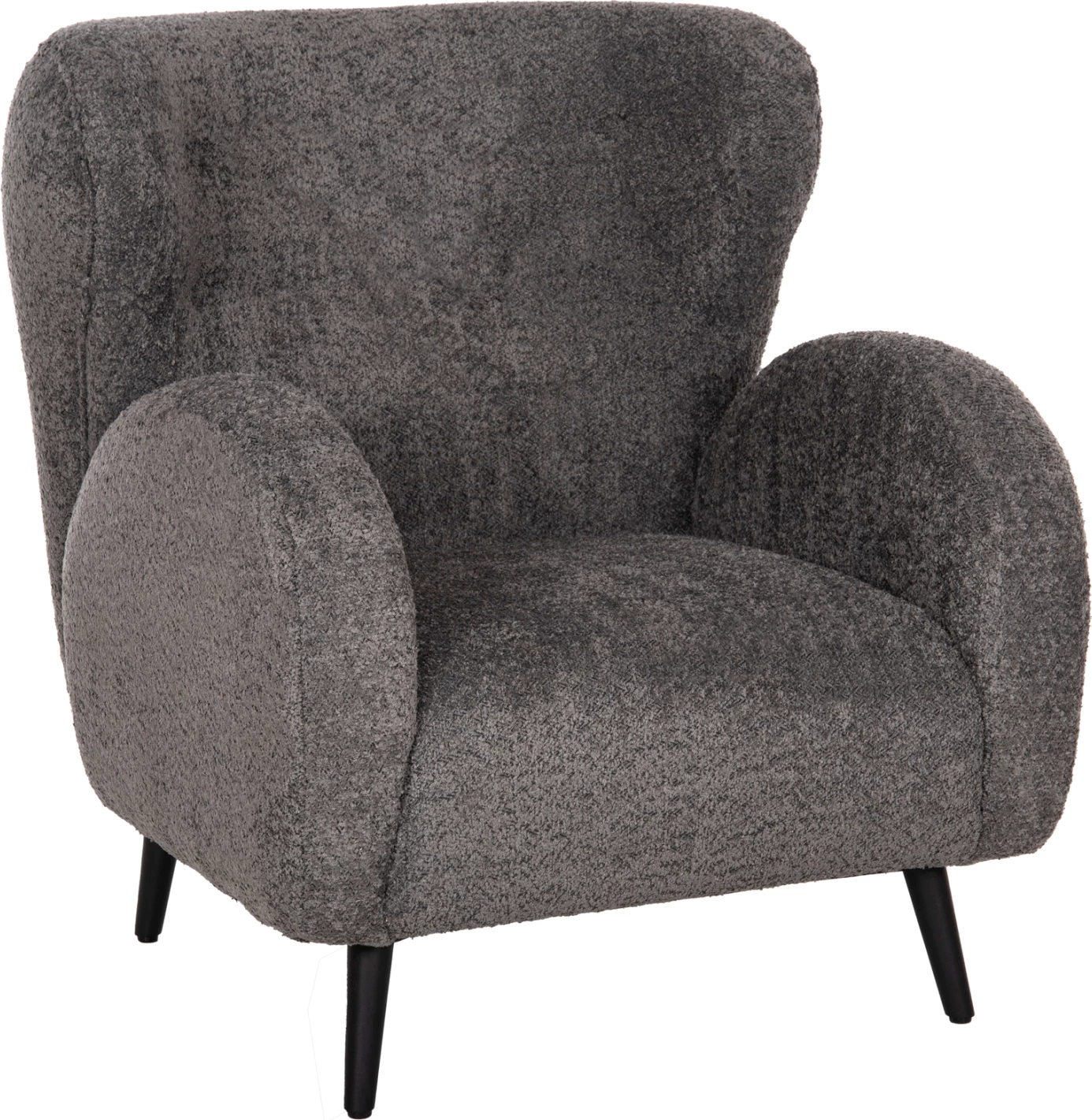 Karrige KRYLY FH9593.01, pëlhurë boucle gri, këmbë druri të zeza, 83x87x89H cm