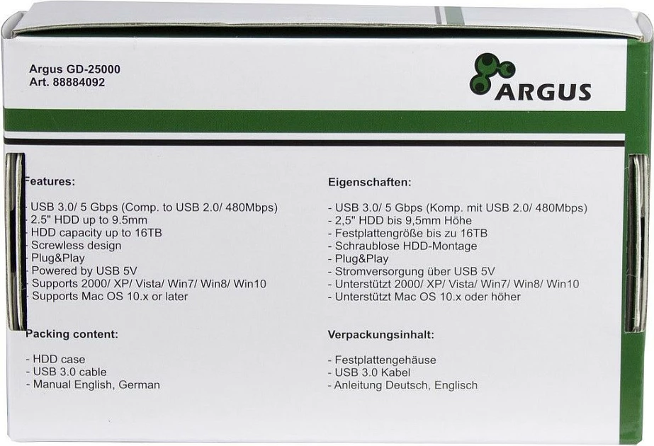 Kasë ekstern për HDD/SSD 2.5" Inter-Tech Argus GD-25000, USB 3.0, transparente