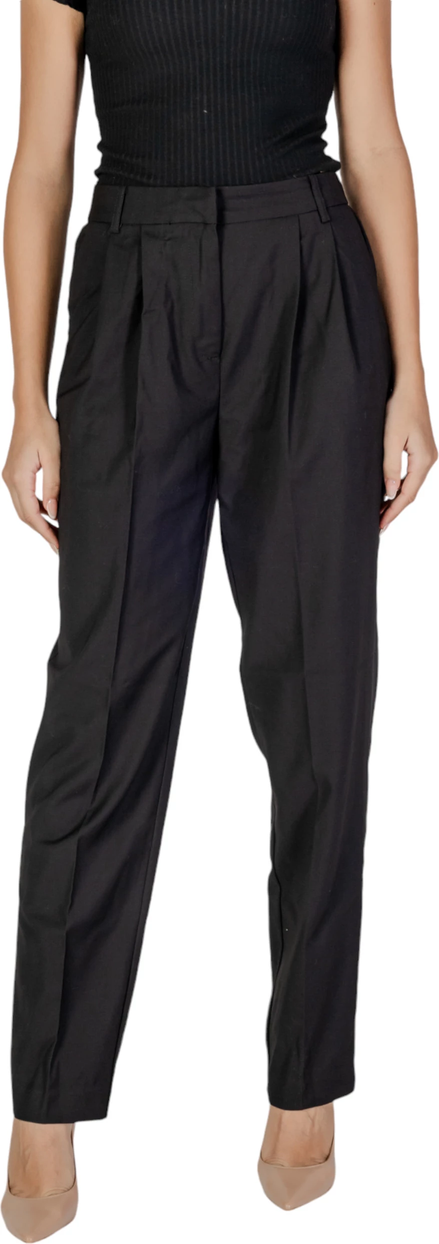 Pantallona për femra Vila Clothes VIRILEY LANYA HW PANTS/BF 14101013, të zeza