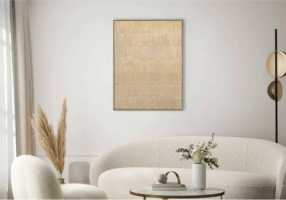 Pikturë dekorative ZEB, kanavacë, dru natyral, bezhë, 90x120x5cm