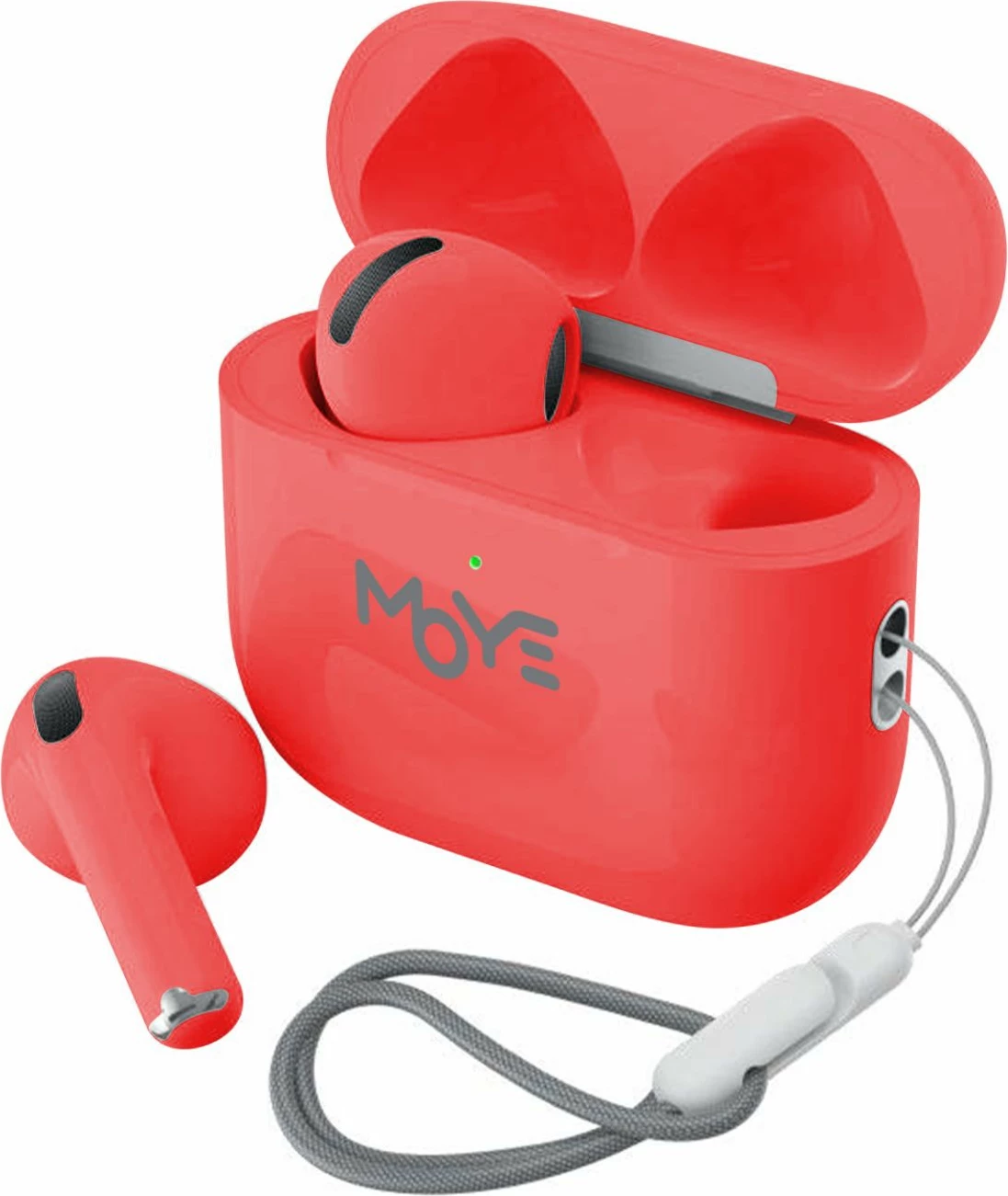 Kufje MOYE Aurras 3 Lite wireless, Bluetooth 5.4, USB-C, të kuqe, me kuti karikimi