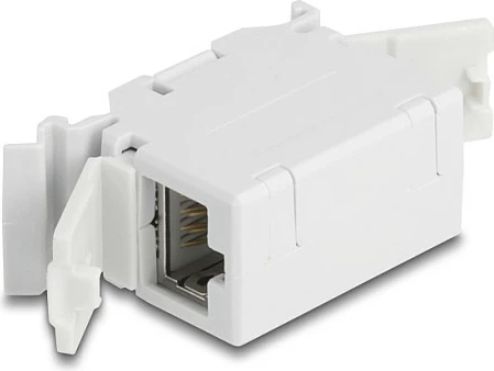 Kuplung RJ45 DeLOCK Cat.6A, femër-femër, montim në shinë DIN, PoE, gri
