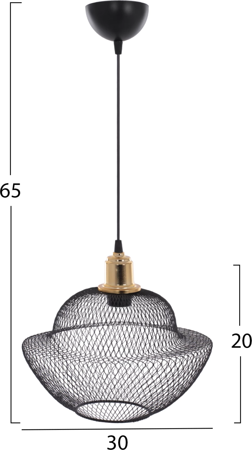 Llambë varëse tavani, rrjetë metali e zezë, stil modern, Φ30x65H cm, FH7690.01