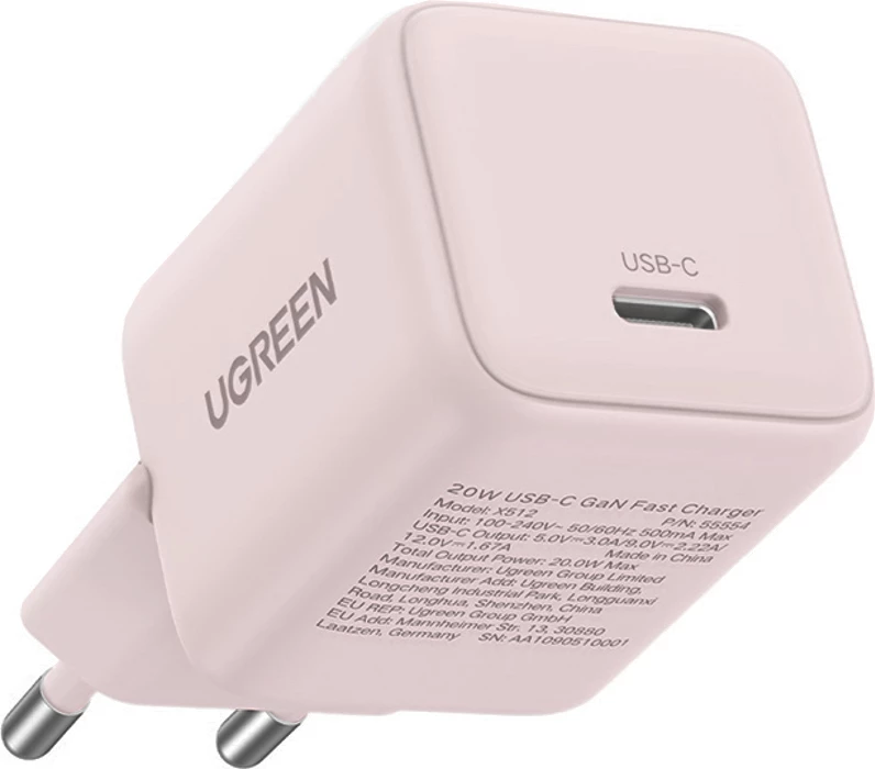 Karikues muri Ugreen X512 GaN, 20W, 1x USB-C, Rozë