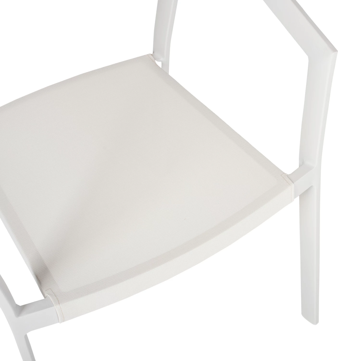 Karrige alumini FH5891.02, kornizë e bardhë dhe tekstilinë, mbështetëse ratan bezhë, 56x60x81.5 cm