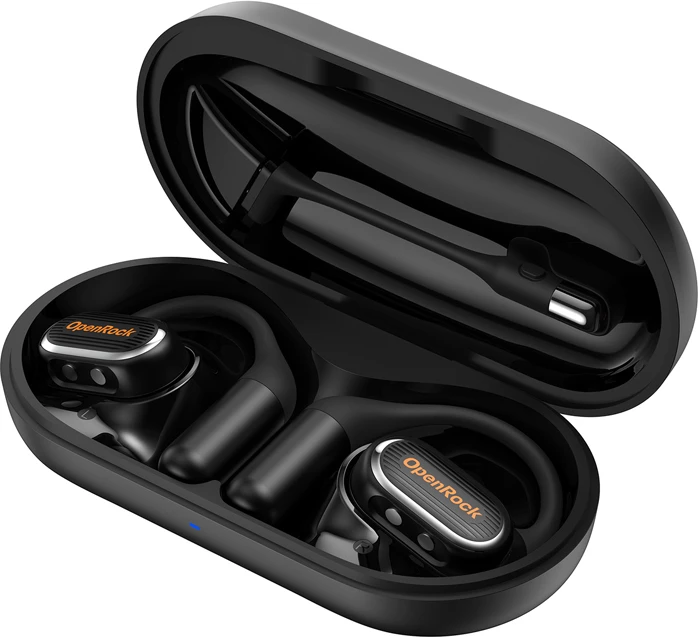 Kufje wireless open-ear OneOdio OpenRock Link 20, me mikrofon magnetik të ndashëm, 5 mikrofona AI, me kasë karikimi, të zeza