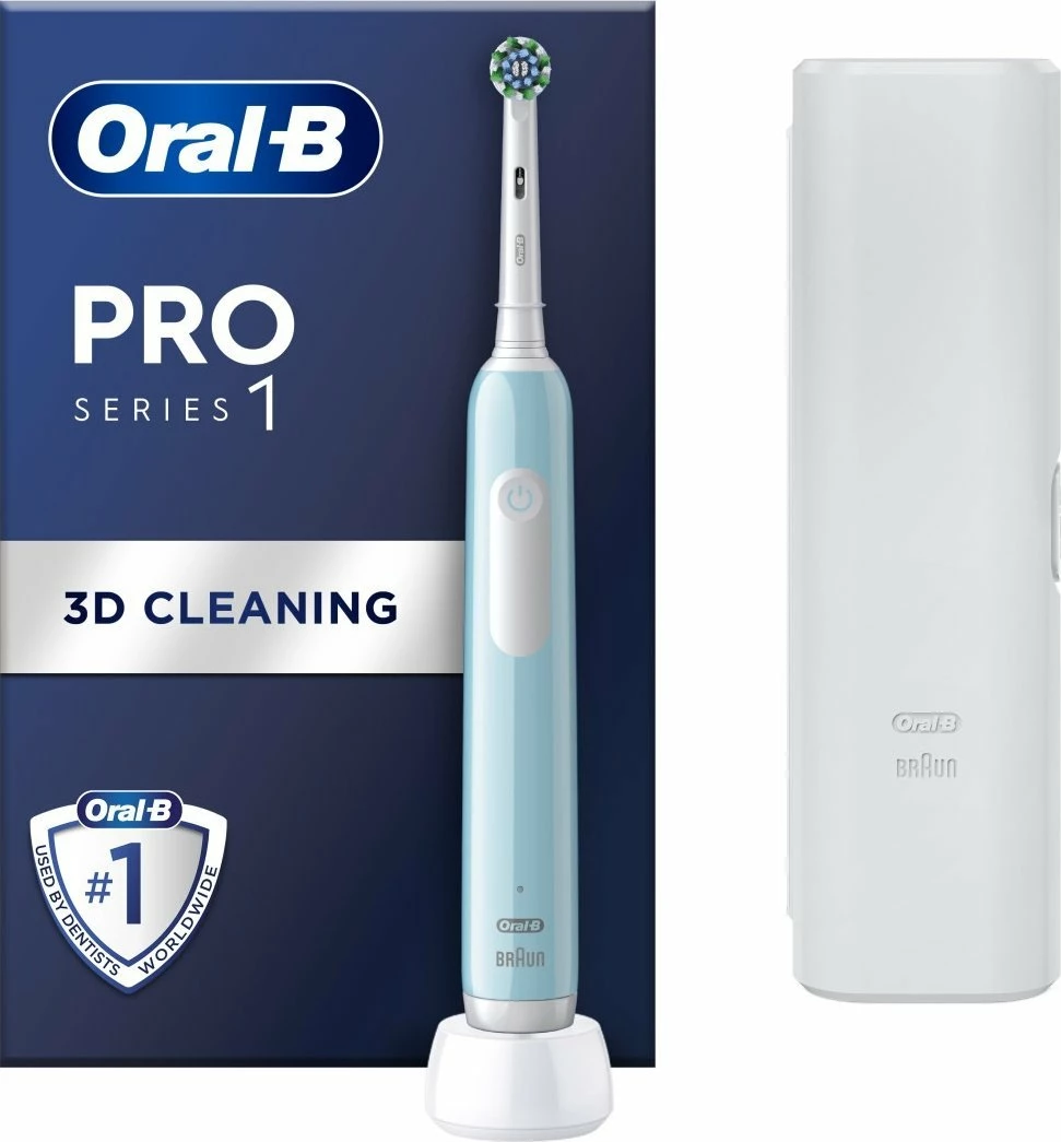 Furçë dhëmbësh elektrike Oral-B Pro Series 1 Cross Action, 3 mënyra, sensor presioni, 1 kokë + kuti udhëtimi, blu