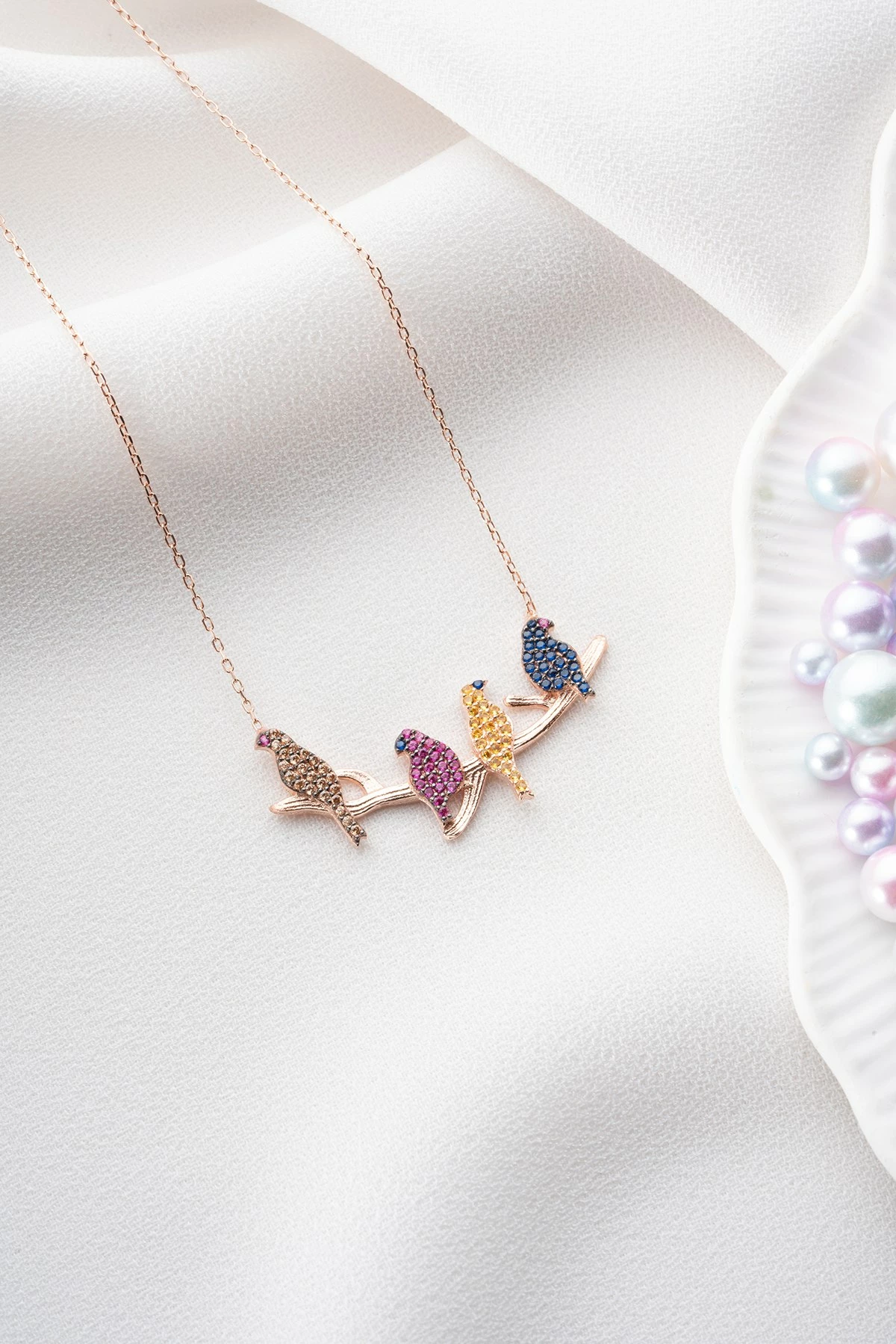 Varëse argjendi, ngjyrë rozë ari, kaltër navy dhe fuchsia, Jumeon, TRDYL679