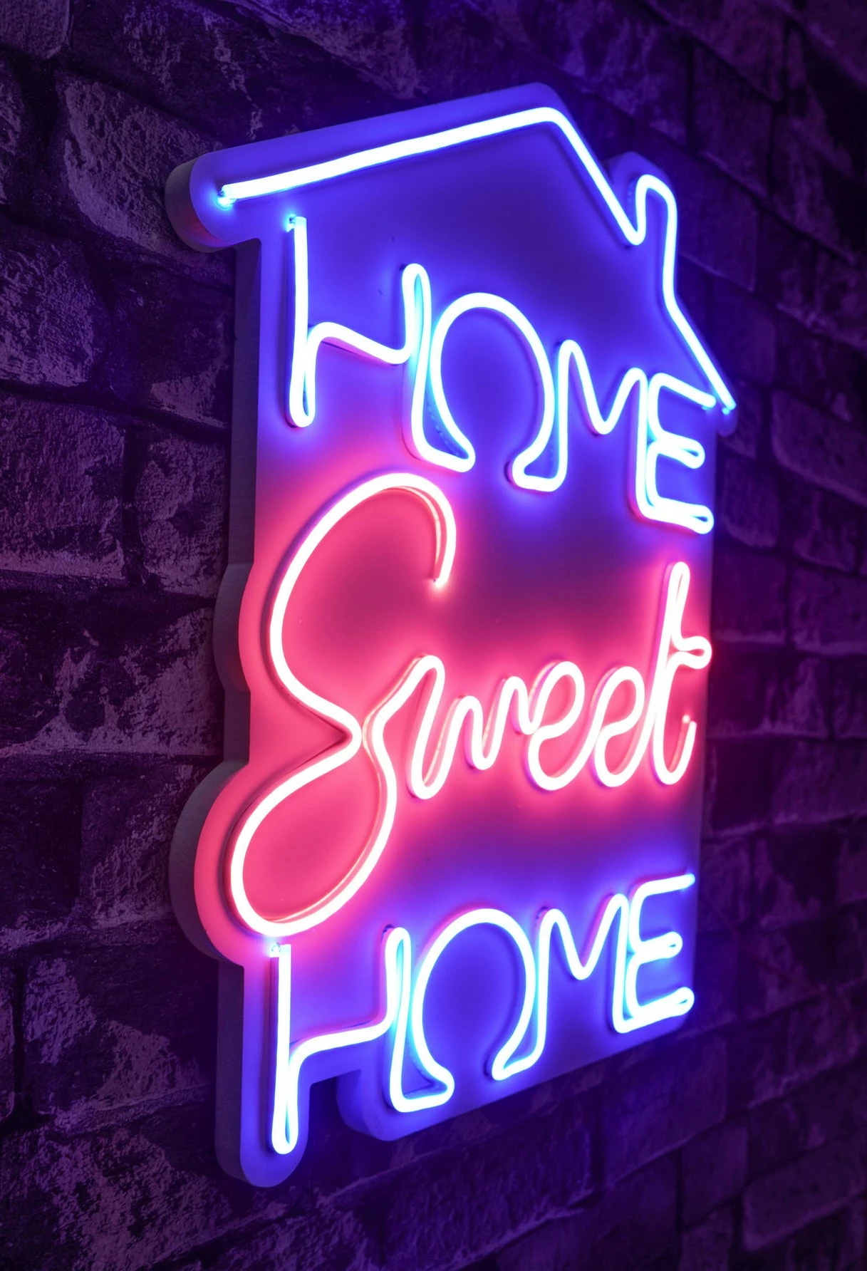Dritë dekorative plastike LED, Home Sweet Home, blu dhe rozë