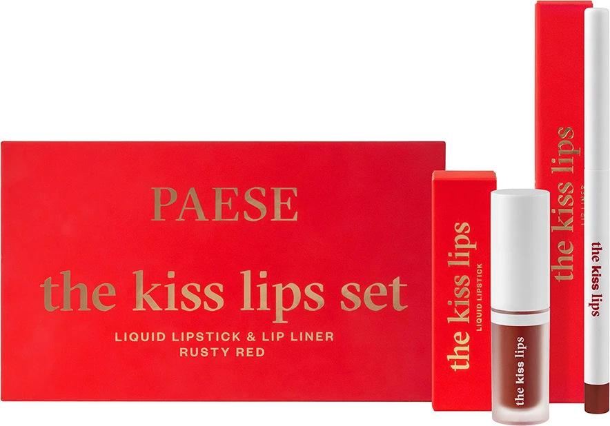 Set Buzëkuq dhe Laps për buzë Paese 04 Rusty Red për femra, 2 copë