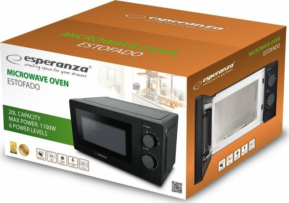 Furrë me mikrovalë Esperanza Estofado EKO011K 20 L 700 W e zezë
