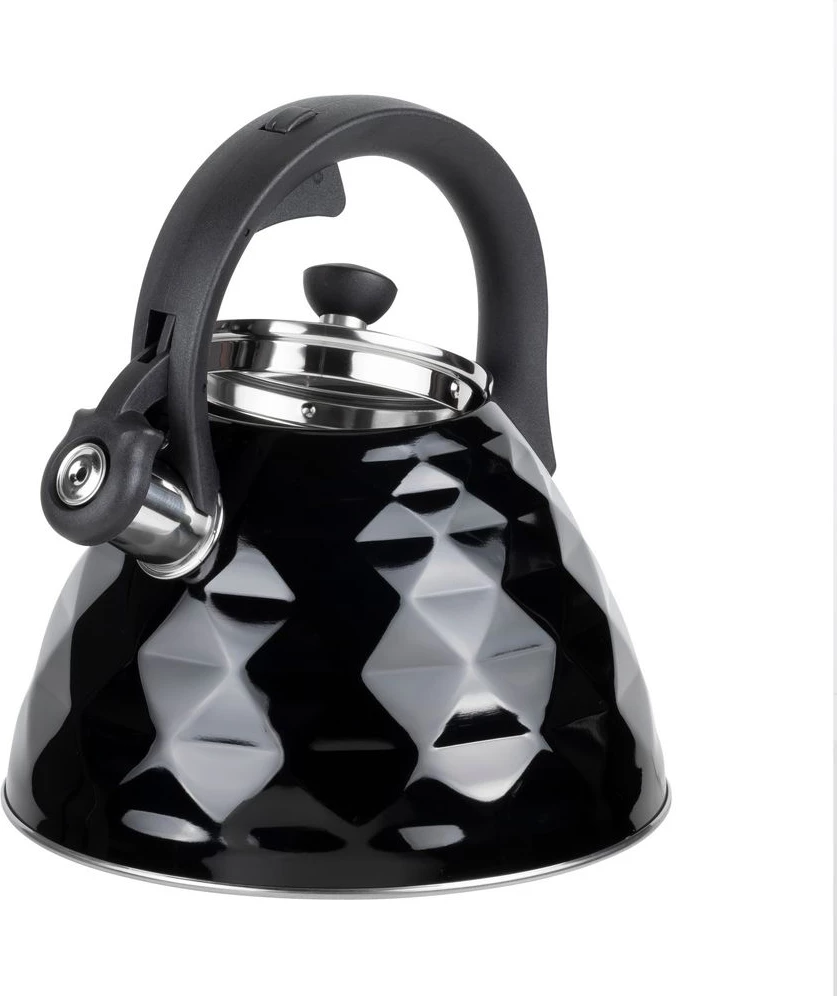 Çajnik me fishkëllimë Resto Almaaz 90610 3 L, çelik inox, për induksion, i zi