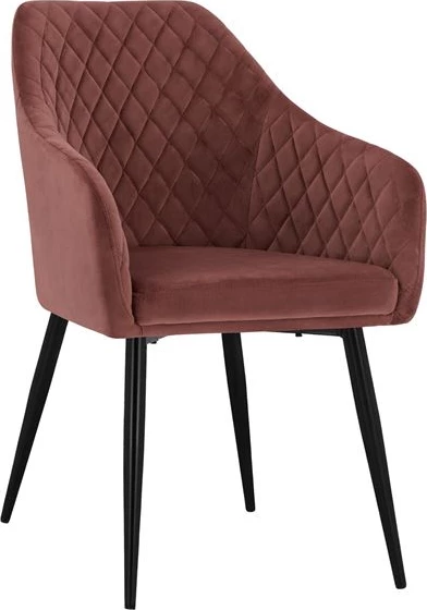 Karrige me krahë CHARLES FH8522.02 me kadife ngjyrë rozë e pluhurosur 52x60x89 cm., set prej 2 copë