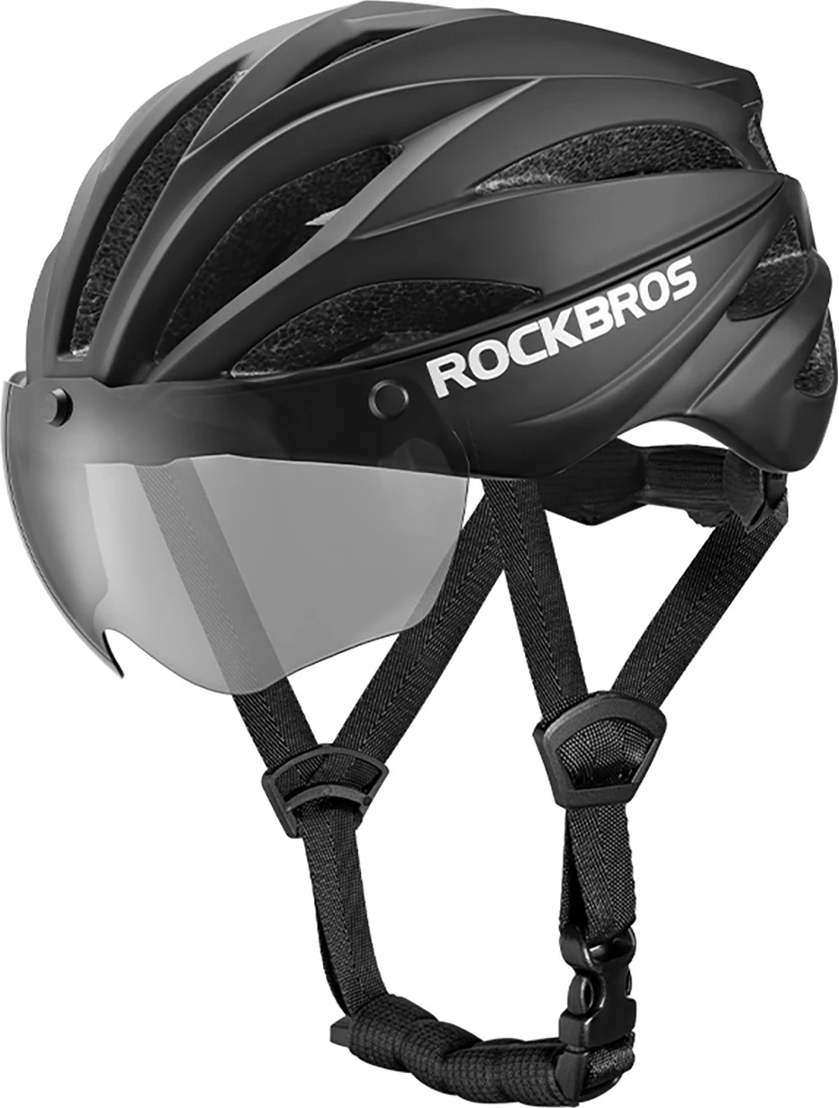 Helmetë biçiklete Rockbros 10110045006 me syze UV të ndashme, e zezë/kafe