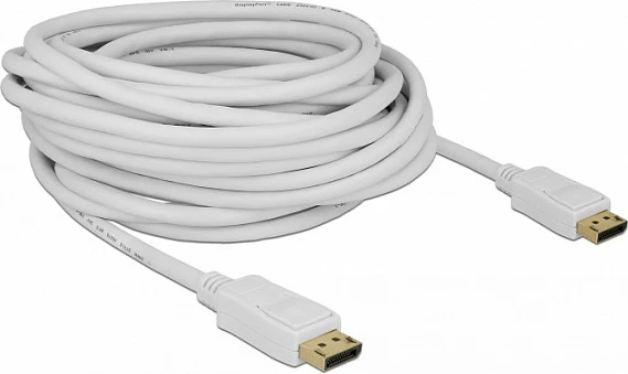 Kabllo DisplayPort DeLOCK 84863, 10 m, DP në DP, 4K 60Hz, e bardhë
