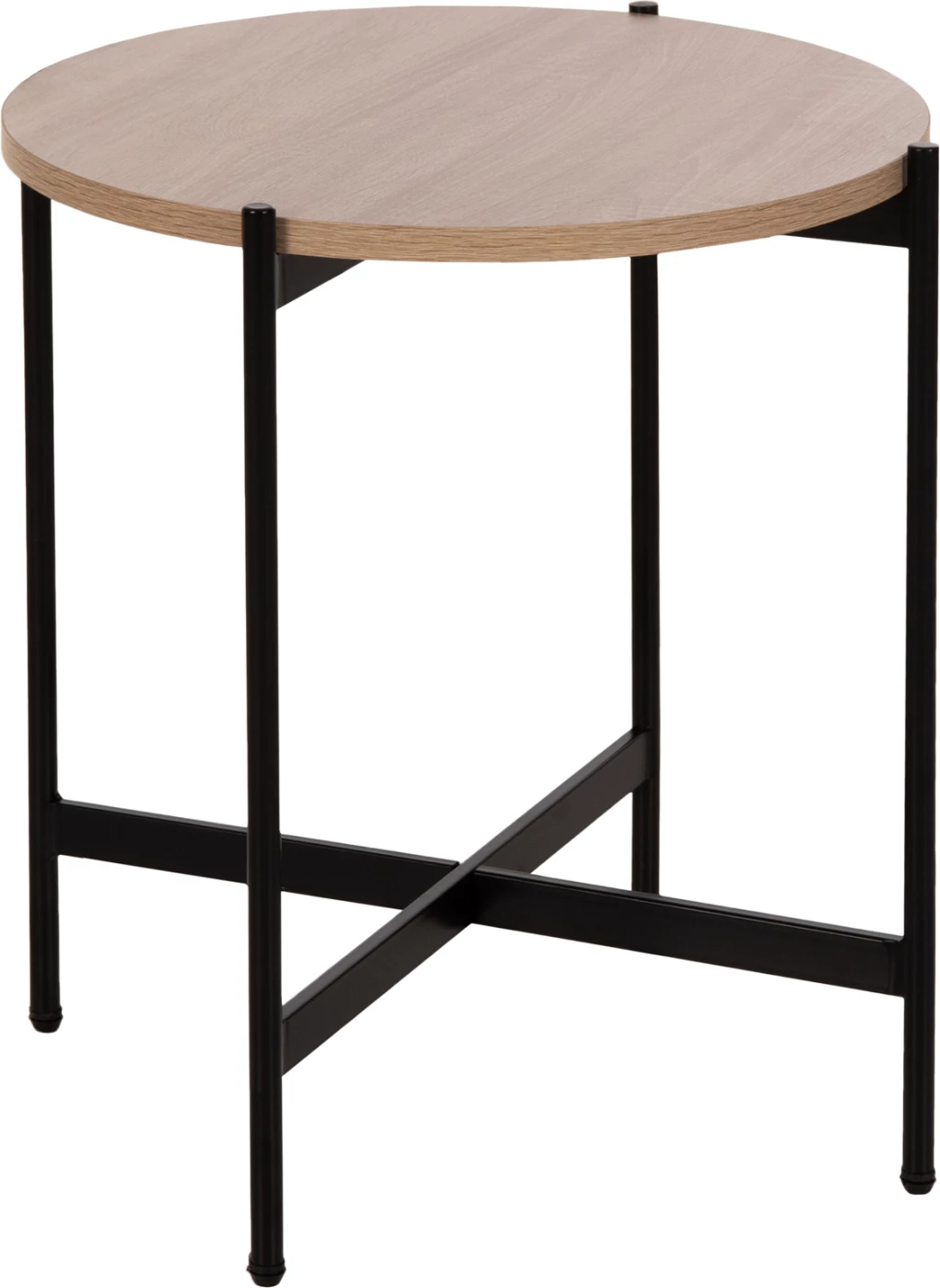 Tavolinë anësore FH9589.03 MDF SONOMA-Bazë metalike e zezë Φ50x55Hcm