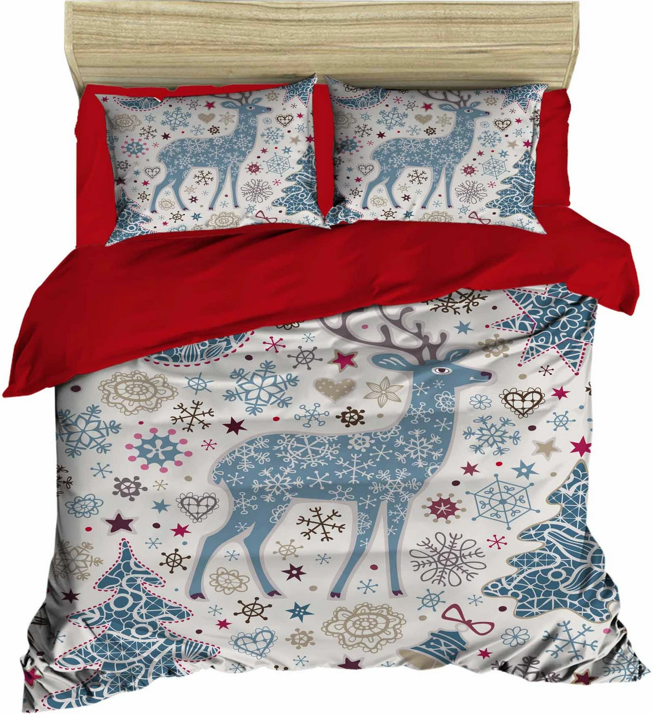 Set mbulesë për jorgan Super King, L'essentiel, ngjyrë e kuqe/blu/e bardhë, 3 copë, 260x220 cm