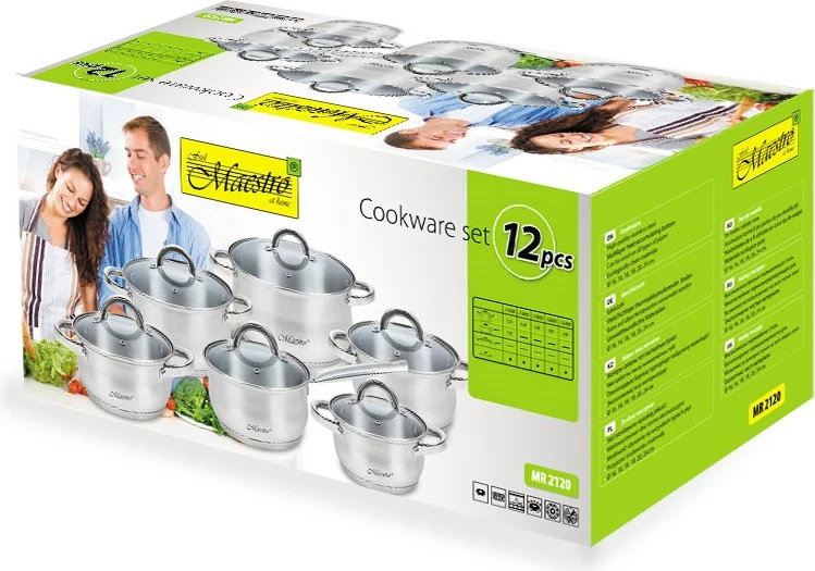 Set me 6 tenxhere Maestro MR-2120 A, çelik inox