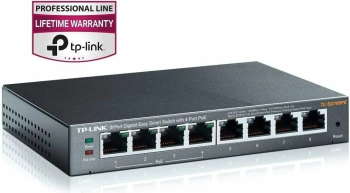 Switch TP-LINK TL-SG108PE, 8-Port Gigabit PoE Easy Smart Managed, 4x PoE 53W, i zi
