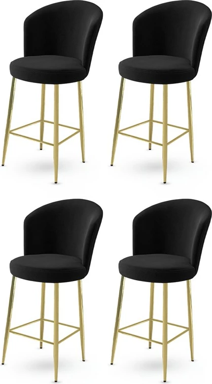 Set karrigesh për bar (4 copë), Hanah Home, Alte, e zezë, ari