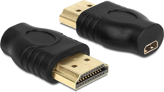Adapter HDMI DeLOCK 65507, HDMI A mashkull në micro HDMI D femër, i zi