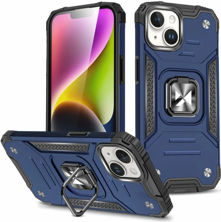 Kapak telefoni Wozinsky Ring Armor për iPhone 15 Plus, kaltër