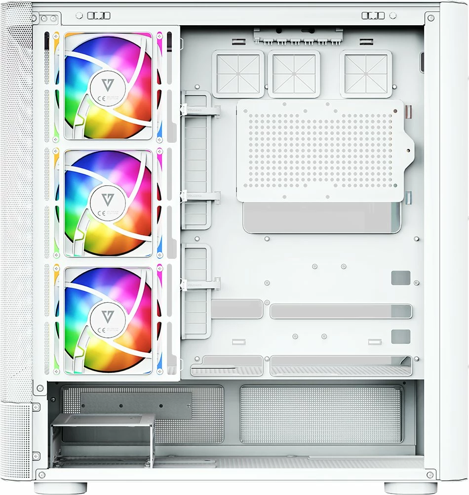 Kasë Modecom Volcano AQ500 ARGB MC-A-AQ500-4FA-W, Midi Tower, LCD ekran, 4x120mm ARGB ventilatorë, ATX/mATX/ITX, USB-C, e bardhë