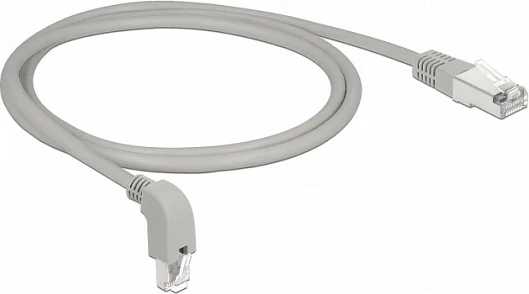 Kabllo rrjeti DeLOCK RJ45 Cat6a S/FTP 1 m, këndore/drejt, gri