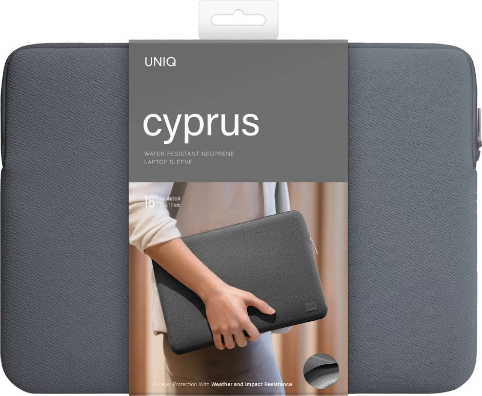 Mbështjellës laptopi UNIQ Cyprus, neopren, 16", gri