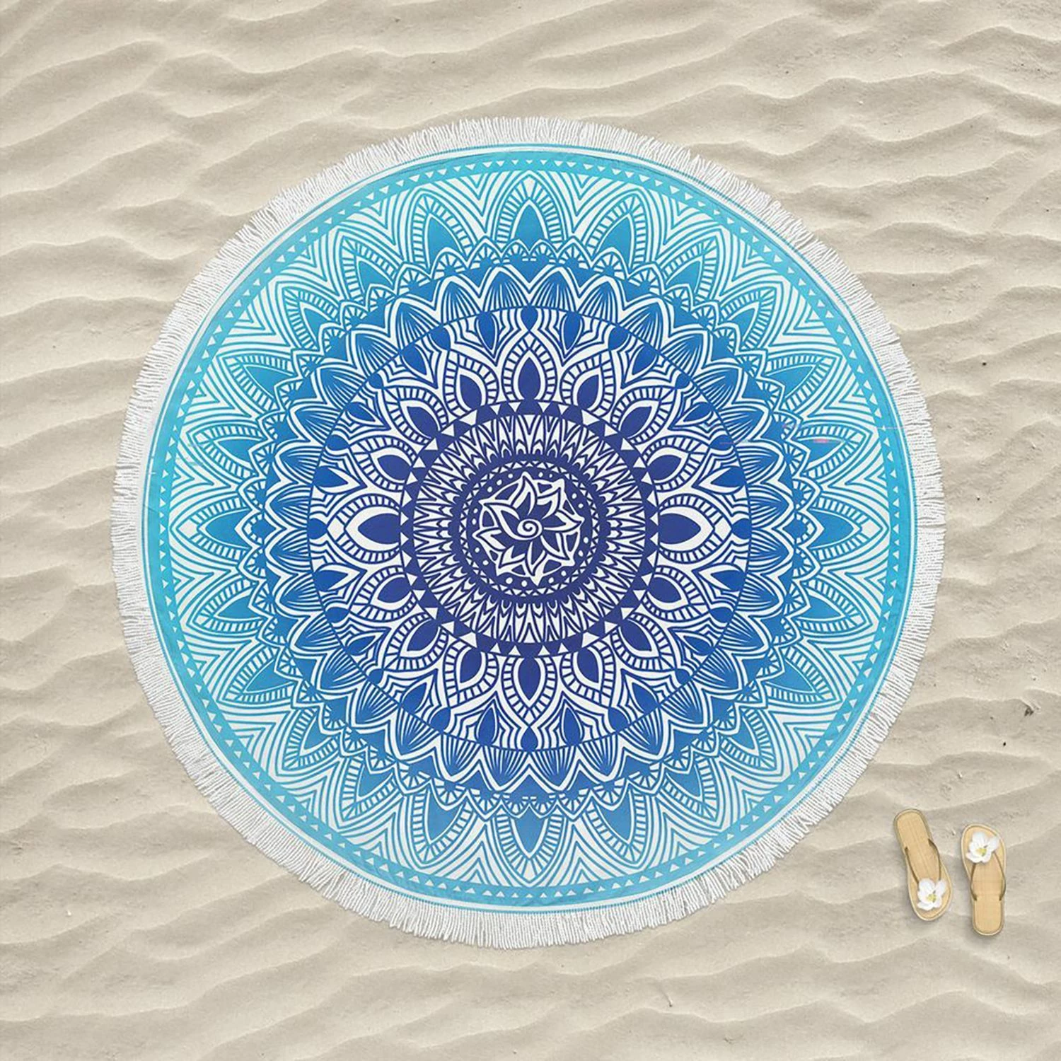 Peshqir plazhi Mijölnir, mandala mavi, 150x150cm