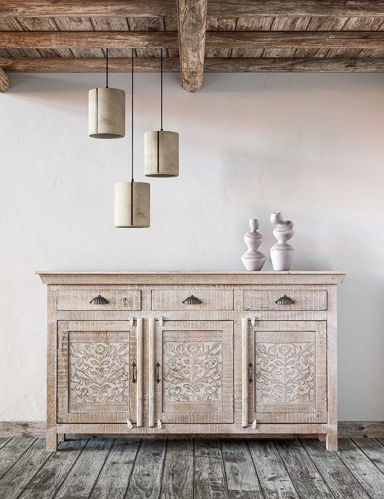 Vazo dekorative OVOCIE 1, polirezine, e bardhë-kafe, 14x12x28cm