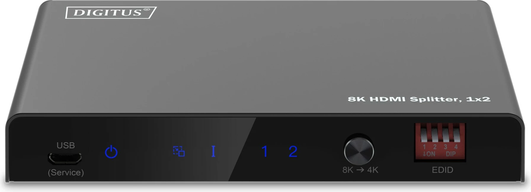 Splitter HDMI Digitus 1x2, 8K Ultra HD, 2x HDMI, metalik, zi