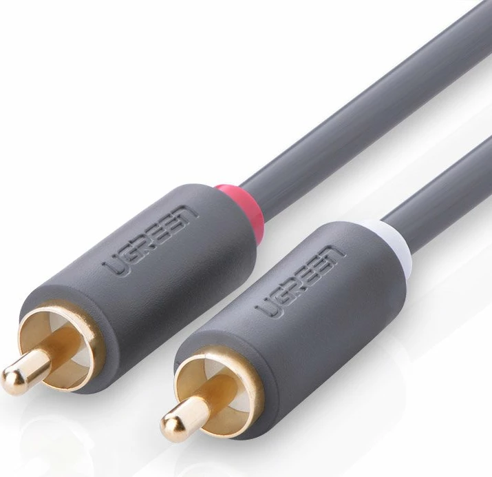 Kabllo audio Ugreen AV104 10520, 2RCA mashkull në 2RCA mashkull, 5m, Gri
