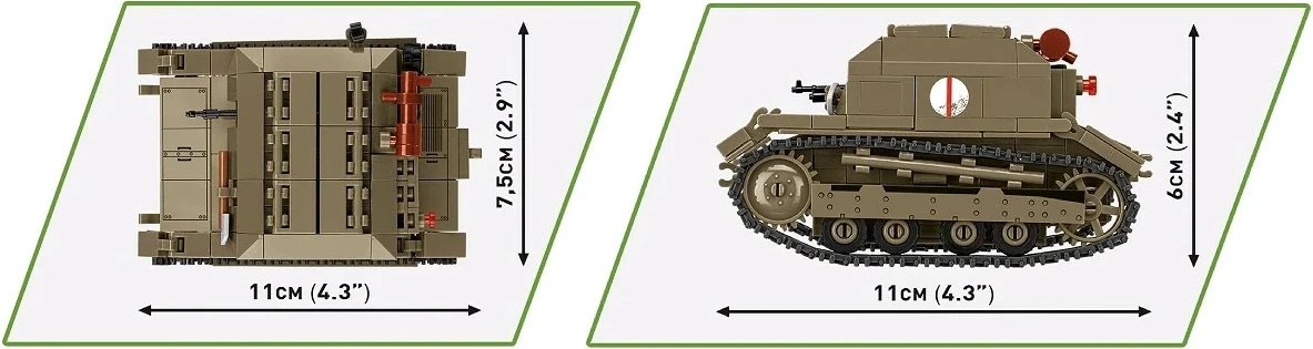 Set blloqesh Tankette TK-3 Cobi Klocki, 323 pjesë, me figurë, Jeshile