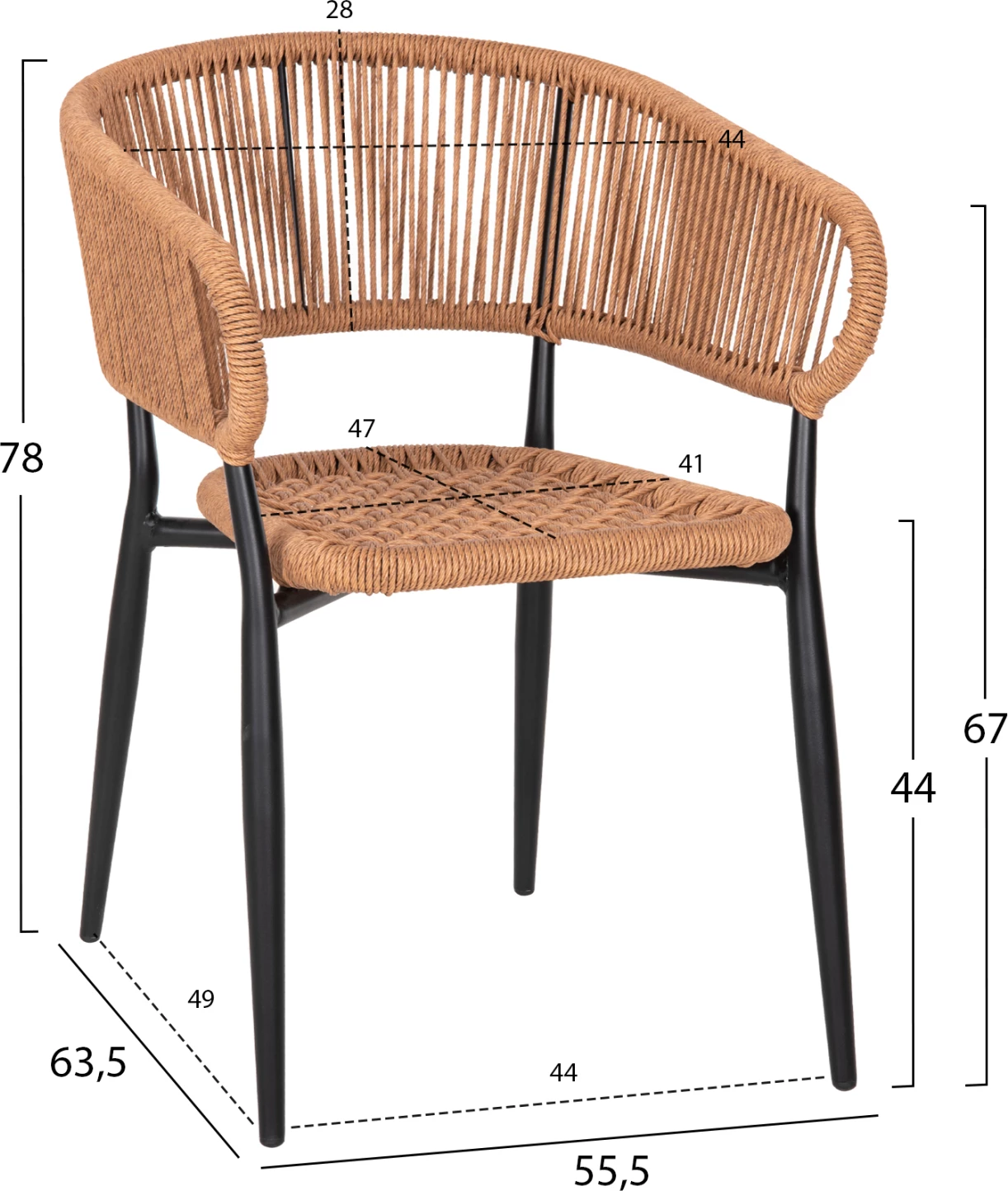 Karrige alumini EULO, ngjyrë e zezë, ratan sintetik, bezhë, FH5783.13, 55,5x63,5x78H cm
