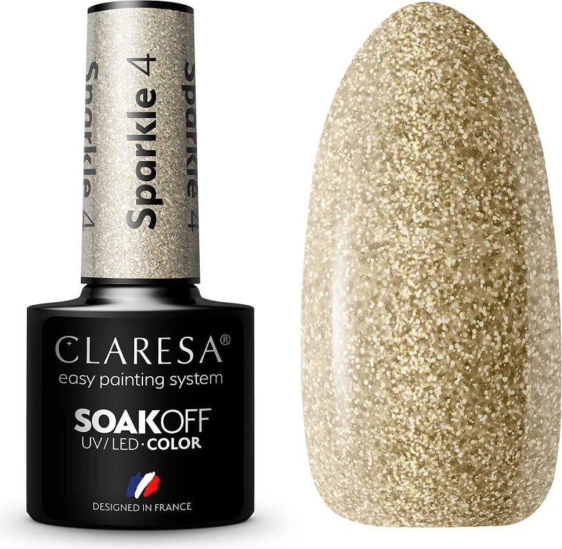 Llak për thonj Claresa Soak Off UV/LED Sparkle Hybrid për femra, 5g
