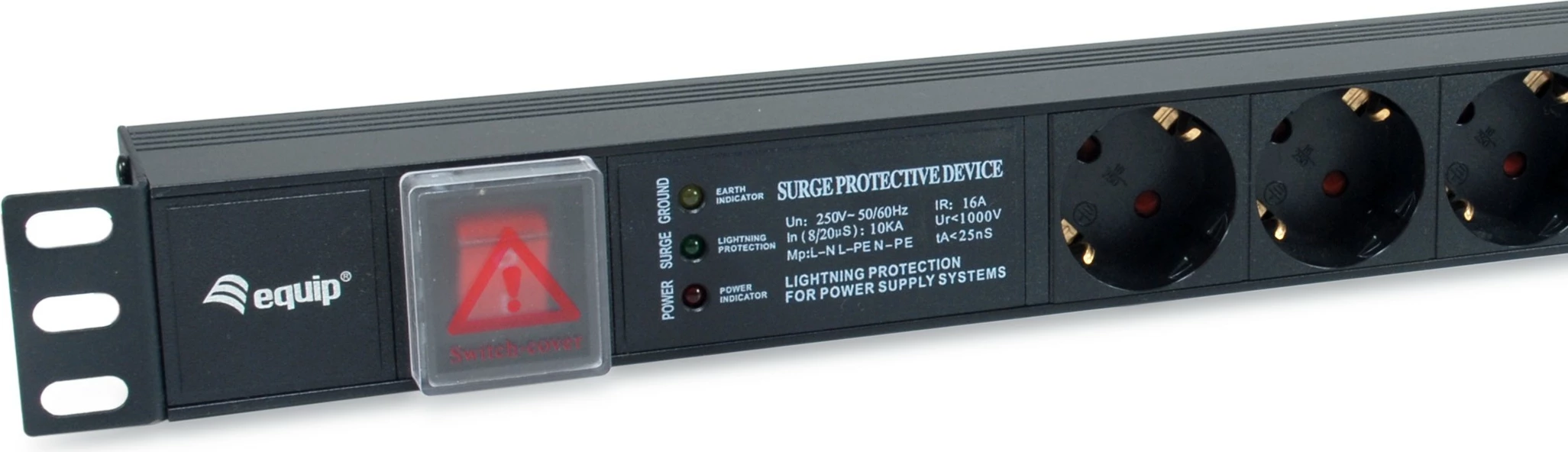 PDU Equip 6-shpina, 1U, 1.8m, alumini, me mbrojtje nga rryma e lartë