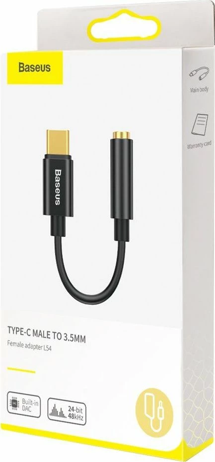 Adapter Baseus L54 USB-C në 3.5mm Jack me DAC, black
