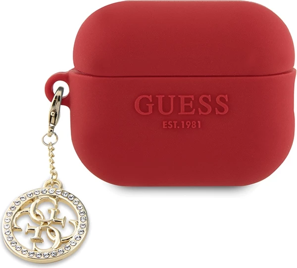 Mbështjellës Guess 3D Rubber 4G Diamond Charm për AirPods Pro 2, Silikon, Kuq